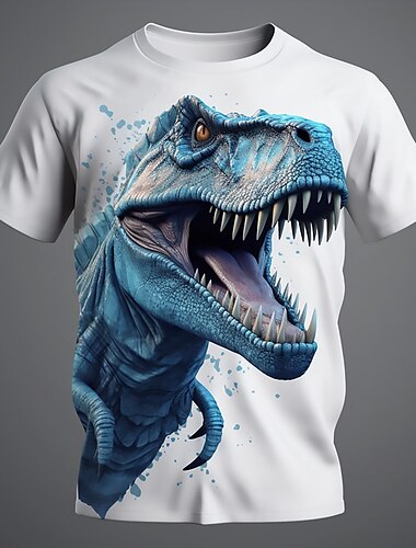 Pojkar 3D Dinosaurie T-shirt Skjortor Kortärmad 3D-tryck Sommar Vår Aktiv Sport Mode Barn 3-12 år Rund hals Utomhus Ledigt Dagligen Normal