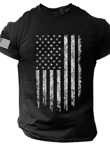  Veteranernas dag Herr Patriot Patriotisk Veteran Nationell Flagga T-shirt Topp Bomull Kortärmad Grafik T-shirt Svart Vit Röd Bekväm T-shirt Sport Utomhus Semester Mode Designer