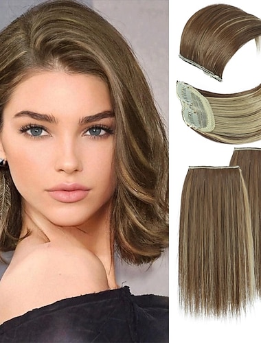  Toppers de cheveux pour femmes ajoutant du volume aux cheveux avec une frange Clips invisibles synthétiques de 12 pouces dans les postiches avec cheveux clairsemés extension de cheveux d'aspect