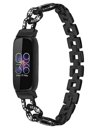  Smartwatch-Band Kompatibel mit Fitbit Inspire 3 Edelstahl Smartwatch Gurt Damen Glitzer Kristall Schmuck Armband Ersatz Armband