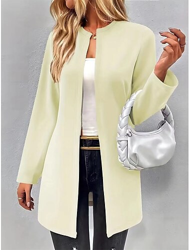  Damen Freizeitjacke warm halten Atmungsaktiv überdimensional Brautkleider schlicht Streetstyle Glatt Urlaub Strasse Freizeitskleidung Ausgehen Öffnung vorne ohne Kragen Regular Fit Langarm