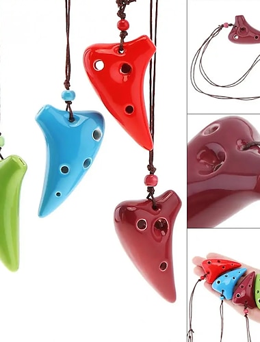  Mini collier alto tonec à 6 trous, instrument de flûte en céramique ocarina avec corde de suspension