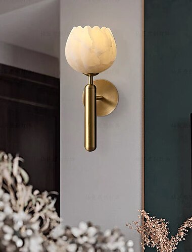  vegglampe vegglampe moderne marmor vegglampe, luksuriøs hel kobber stue bakgrunnsvegg, blomsterknopp veranda vegglampe vegglampe 110-240v