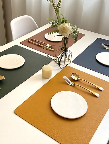  Mantel Individual de vinilo impermeable de cuero pu resistente al calor para mesa de comedor, tapete para mesa, decoración navideña, tapetes para mesa de cocina para interior y exterior
