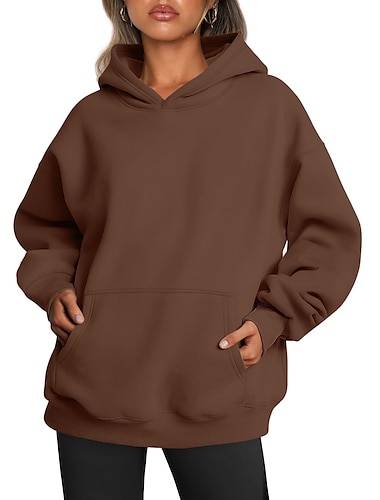  Kapuzenshirt Pullover Glatt Vordertasche Für Damen Erwachsene Nicht druckend Strasse Casual