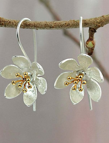  Damen Kreolen Edler Schmuck Klassisch Blütenform Elegant Stilvoll Ohrringe Schmuck Silber Für Geschenk Festival 1 Paar