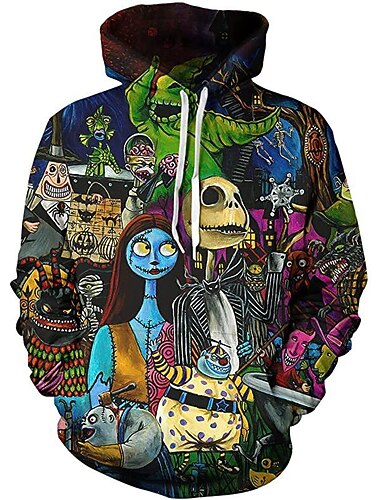  Salida Sudadera Dibujos Manga Anime 3D Bolsillo delantero Gráfico Para Pareja Hombre Mujer Adulto Víspera de Todos los Santos Carnaval Mascarada Impresión 3D Fiesta Casual Diario