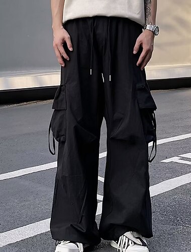  Herre Militærbukser Cargo bukser Posete bukser Techwear Lomme Snorer Elastisk midje عادي Komfort Pustende utendørs Daglig Ut på byen Fritid Stor og høy Svart Blå