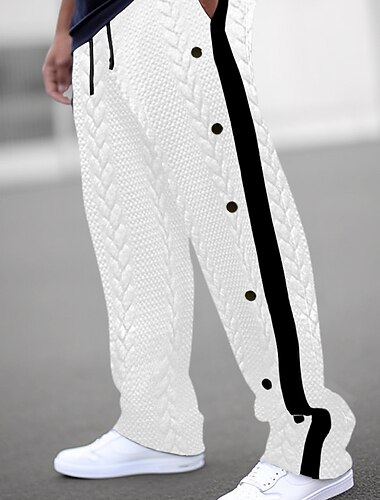  رجالي بنطلونات عداء ببطء رباط مرونة الخصر زر جانبي بقع راحة متنفس فضفاض مناسب للبس اليومي مناسب للعطلات الرياضات موضة أزرق أبيض