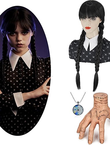  Wednesday Addams Addams Familie Thing Halskette Halloween Requisiten Cosplay Film Cosplay for Herren Damen Erwachsene Maskerade
