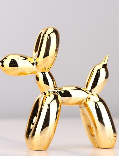  Glänzende Ballon-Hundestatue, Heimdekoration, moderne Kunst, flippige Statuen für Couchtisch, Küchendekoration, Dekor, trendige Farbschemata, Raumästhetik, Metallstruktur, Goldskulptur, Hund