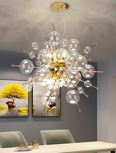  lustre à bulles 65 cm lustre design globe or argent pour îlot de cuisine salon salle à manger chambre lumières 110-240 v