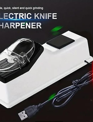  Wiederaufladbarer elektrischer Messerschärfer – schnelles und automatisches Schärfen für Küchenmesser und Scheren