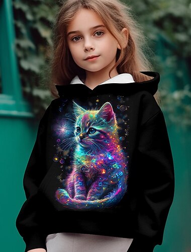  Κοριτσίστικα 3D Γάτα Φούτερ με Κουκούλα Pullover Μακρυμάνικο 3D εκτύπωση Φθινόπωρο Χειμώνας Ενεργό Μοντέρνα χαριτωμένο στυλ Παιδιά 3-12 χρόνια Με Κουκούλα ΕΞΩΤΕΡΙΚΟΥ ΧΩΡΟΥ Causal Καθημερινά Κανονικό