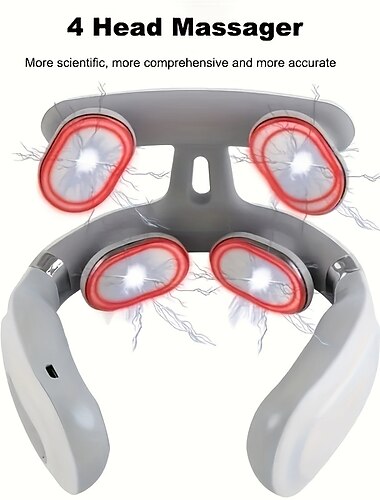  multifunktionel varm komprimering puls æltende hals massager smart trådløs u-formet tiers ems puls opvarmet cervikal massager dybe væv smerte lindre træthed 4 massage hoveder nakke massager