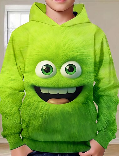  عيد الميلاد المجيد للصبيان 3D إلف هوديي Pullover كم طويل طباعة ثلاثية الأبعاد الخريف الشتاء موضة أناقة الشارع كوول أطفال 3-12 سنة مع قبعة الأماكن المفتوحة فضفاض مناسب للبس اليومي عادي