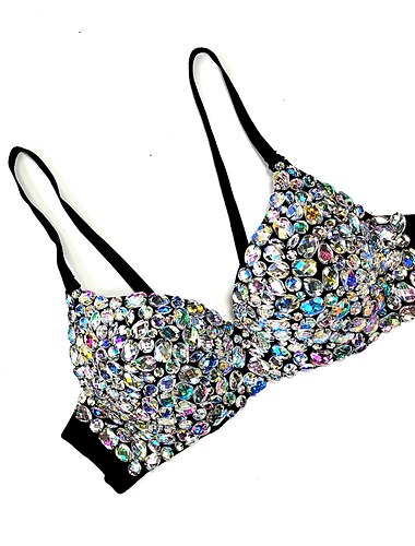  Y2K Année 2000 Ensembles soutien-gorge Soutien-gorge push-up Fille gothique Strass Diamant Femmes Carnaval Mascarade Soirée Boîte de Nuit Tenue de club Soutien-gorge