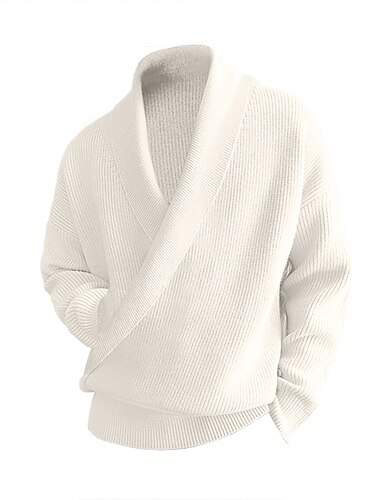  Herren Pullover Strickpullover Gerippt Stricken Standard Strick Glatt V Ausschnitt warm halten Moderne zeitgenössische Freizeitskleidung Ausgehen Bekleidung Herbst Winter Schwarz Weiß M L XL