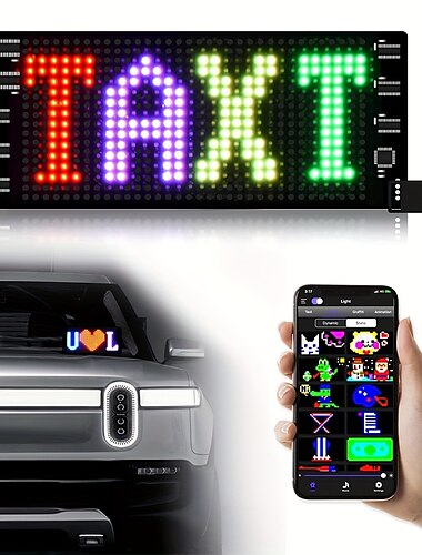  شاشة LED صغيرة مرنة للسيارة، شاشة تعبير LED، علامات ضوئية لعرض الرسائل المرنة لعيد الميلاد في السيارة