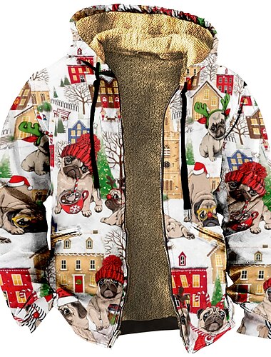  Állat minta 3D Püspök Ruházat Cipzáras kapucnis pulóver Szerepjáték Grafikus mert Páros Férfi Női Felnőttek 3D nyomtatás mert Karácsony Farsang Álarcos mulatság Parti Fesztivál