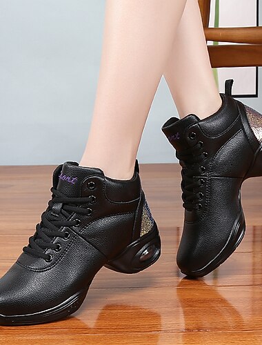  Pentru femei Pantofi Dans Adidași Petrecere Antrenament Adidași cu platformă Elegant Stilat Simplu Toc Drept Vârf rotund Dantelat Negru Alb Gri Deschis