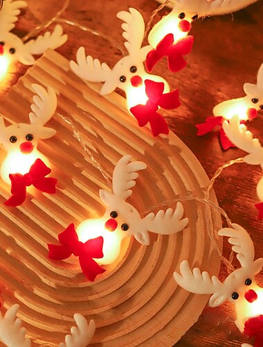  Christmas Snowman String Lights Elk Fairy Lights 1.5m 10LEDs Battery Powered Xmas Party Home Garden Tree Window Decoration Wreath Lights