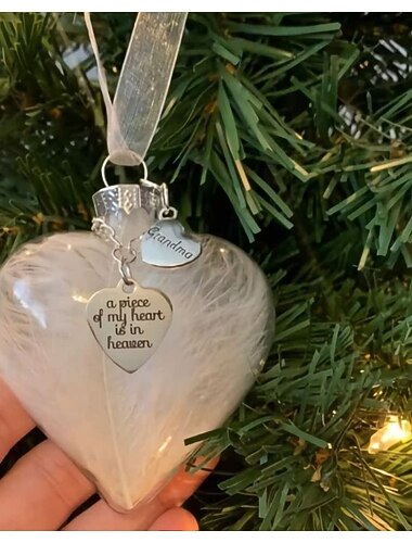  mitt hjerte er i himmelen minnesmerke anheng navn ornament minnesmerke fjær plast ball ornament, valentinsdag gave