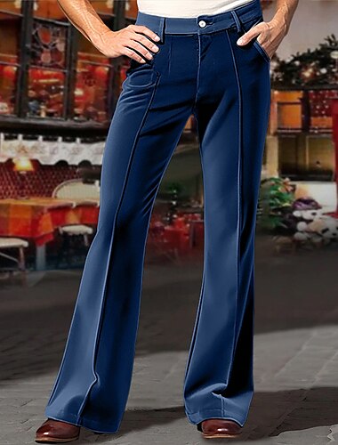  Voor heren Pakken Uitlopende broek Bell Bottom Broek Kostuumbroek Zak Effen Comfort Ademend Buiten Dagelijks Uitgaan Modieus Casual Donker kaki blauw