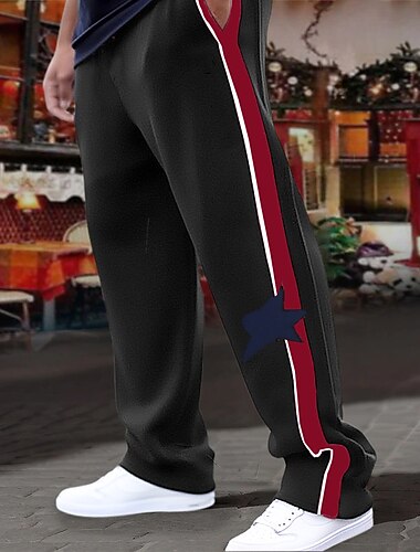  Herren Jogginghose Trainingshose Jogginghose Jogger Hose Hosen Patchwork Kordelzug Elastische Taille Farbblock Komfort Atmungsaktiv Casual Täglich Festtage Sport Modisch Schwarz Weiß