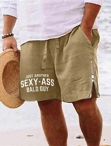 Herren Buchstabe Shorts Kurze Hosen Sommer-Shorts Strandshorts Kurze Hosen Mittlere Taillenlinie Hawaiianisch Brautkleider schlicht Täglich Festtage Ausgehen Zip Kordelzug Elastische Taille Designer