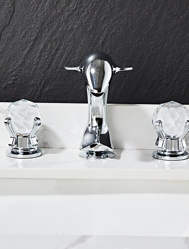  Vaskekran for baderom - Utbredt Krom / Nikkel Børstet / galvanisert Udspredt To Håndtak tre hullBath Taps