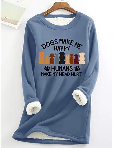  Damen-Sweatshirt, Pullover, Sherpa-Grafik, Buchstaben, lässig, sportlich, warm, flauschig, bequem, Rundhalsausschnitt, langärmeliges Oberteil, mikroelastisch, Herbst&amp;Winterkomfort,