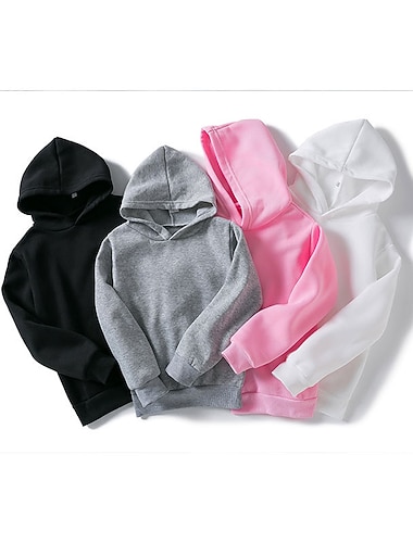 Infantil Unisexo Moletom Côr Sólida Manga Longa Primavera Outono Inverno Adorável Diário Poliéster Escola Ao ar livre Casual   Infantil Unisexo Moletom Côr Sólida Manga Longa Primavera Outono Inverno Adorável Diário Poliéster Escola Ao ar livre Casual