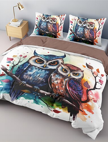 set copripiumino modello gufo set letto set da 2 pezzi set da 3 pezzi leggero morbido e corto in peluche set biancheria da letto in cotone set consolatore ultra morbido copripiumino king size