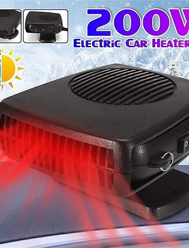  Fast Heating 15A 200W 2 in 1 Car Heater Fan Windscreen Defroster Demister Warmer Handheld Fan