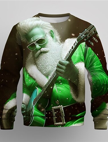  Per uomo Grafico Babbo Natale buon Natale Felpe Felpa Felpa da golf Manica Lunga Felpa Girocollo Moda Quotidiano Casual Stampa 3D Vacanza Ferie Uscire Stampato Primavera & Autunno