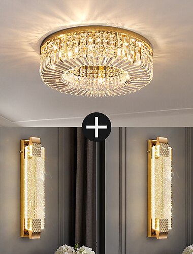  50cm plafonniers crystal2pcs applique murale blanc chaud unique cercle design lustre en métal moderne luxe style nordique chambre salon led lustre 110-120v 220-240v