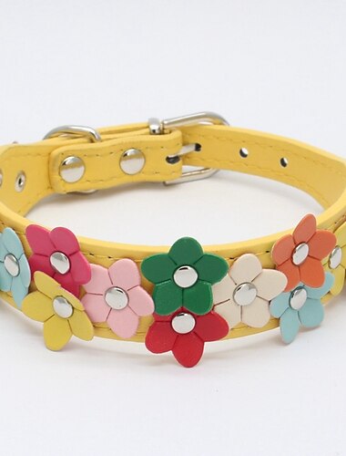  Heimtierbedarf Hundehalsband Mode bunte Blume PU Haustierhalsband Traktion