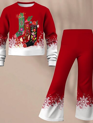 Новогодняя тематика Девочки 3D В снежинку Рождественские наборы Комплект из толстовки и брюк-клеш Длинный рукав 3D печать Осень Зима Активный Мода Повседневные Полиэстер Дети 3-12 лет Вырез под горло   Новогодняя тематика Девочки 3D В снежинку Рождественские наборы Комплект из толстовки и брюк-клеш Длинный рукав 3D печать Осень Зима Активный Мода Повседневные Полиэстер Дети 3-12 лет Вырез под горло