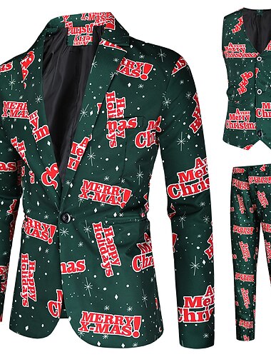  Kerstman Outfits Feestkostuum Kerst pakken Voor heren Kerstmis Pakken Volwassenen Kerstmis kerstavond Kerstmis Feest Jas Ves Broeken