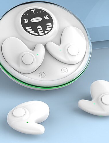  Drahtlose Stereo Schlafkopfhörer Mini in-Ear Geräuschunterdrückende Ohrstöpsel Knochenleitung Bluetooth Musik Headset mit Ladebox