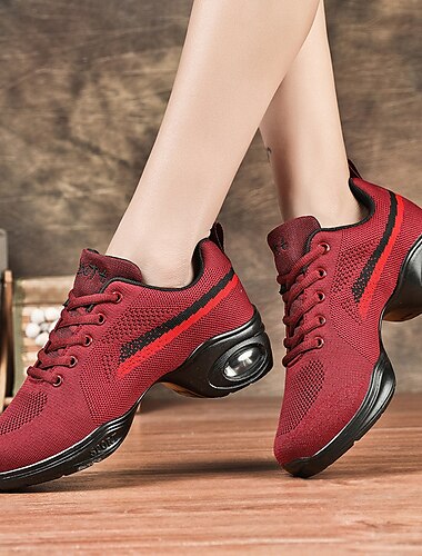  Pentru femei Pantofi Dans Stilat Toc Drept Vârf rotund Dantelat Adulți Roșu Închis Negru Rosu
