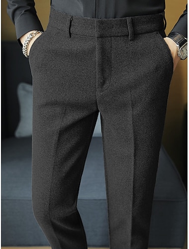  Herren Abschlußfeier Anzughose Winterhose Hose Tweed-Hosen Tasche Einfach Komfort Atmungsaktiv Outdoor Täglich Ausgehen Mode Lässig Schwarz Khaki