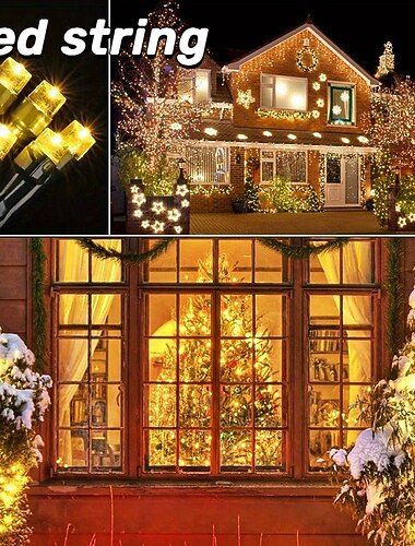  Luci di Fata Solari da Esterno Stringa Impermeabile 8 Modalità 10m 100leds Luce Stringa per Festa Giardino Decorazione Esterna per Capodanno