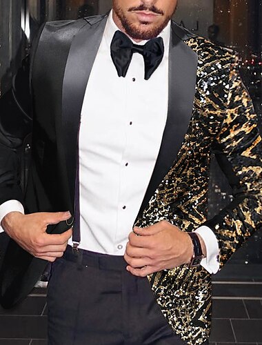  Мужская мода, дискотека, пиджак с блестками, куртка с леопардовым принтом, плюс размер, стандартный покрой, однобортный, с одной пуговицей, черное золото, серебро, красный, королевский синий 2024