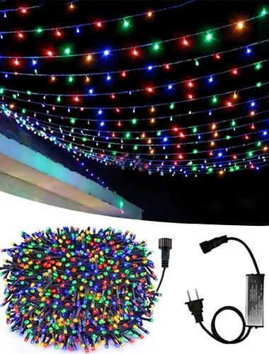  50m 100m outdoor waterdicht lichtsnoer festival feest decoratief licht 8-modus ijzeren schaal waterdichte voeding tuin tuin tuinverlichting lamp 24v laagspanning 1 set