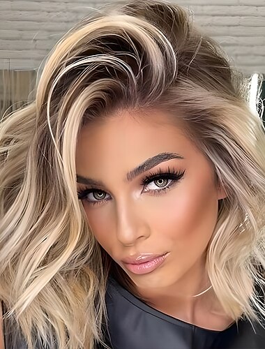  perruques blondes pour femmes perruque synthétique bouclés perruque asymétrique blonde courte blonde cheveux synthétiques 14 pouces blonde moelleuse pour femmes