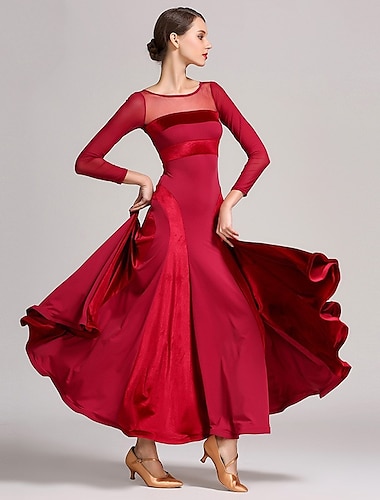  Für den Ballsaal Kleid Farbaufsatz Damen Leistung Ausbildung Langarm Normal Tüll velvet Milchfieber