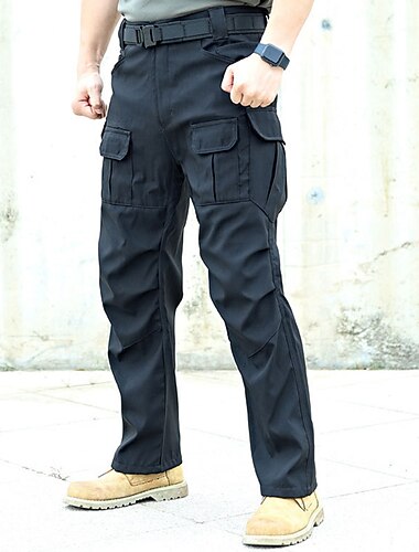  Herre Militærbukser Cargo bukser Taktiske bukser Knapper Multi lomme عادي Anvendelig Avslappet Daglig Ferie Sport Mote Svart Kakifarget