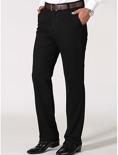  Herren Hose Hosen Chinesisch Chino Chino Hosen Tasche Gerade geschnitten Glatt Komfort Atmungsaktiv Outdoor Täglich Ausgehen Modisch Brautkleider schlicht Schwarz Armeegrün
